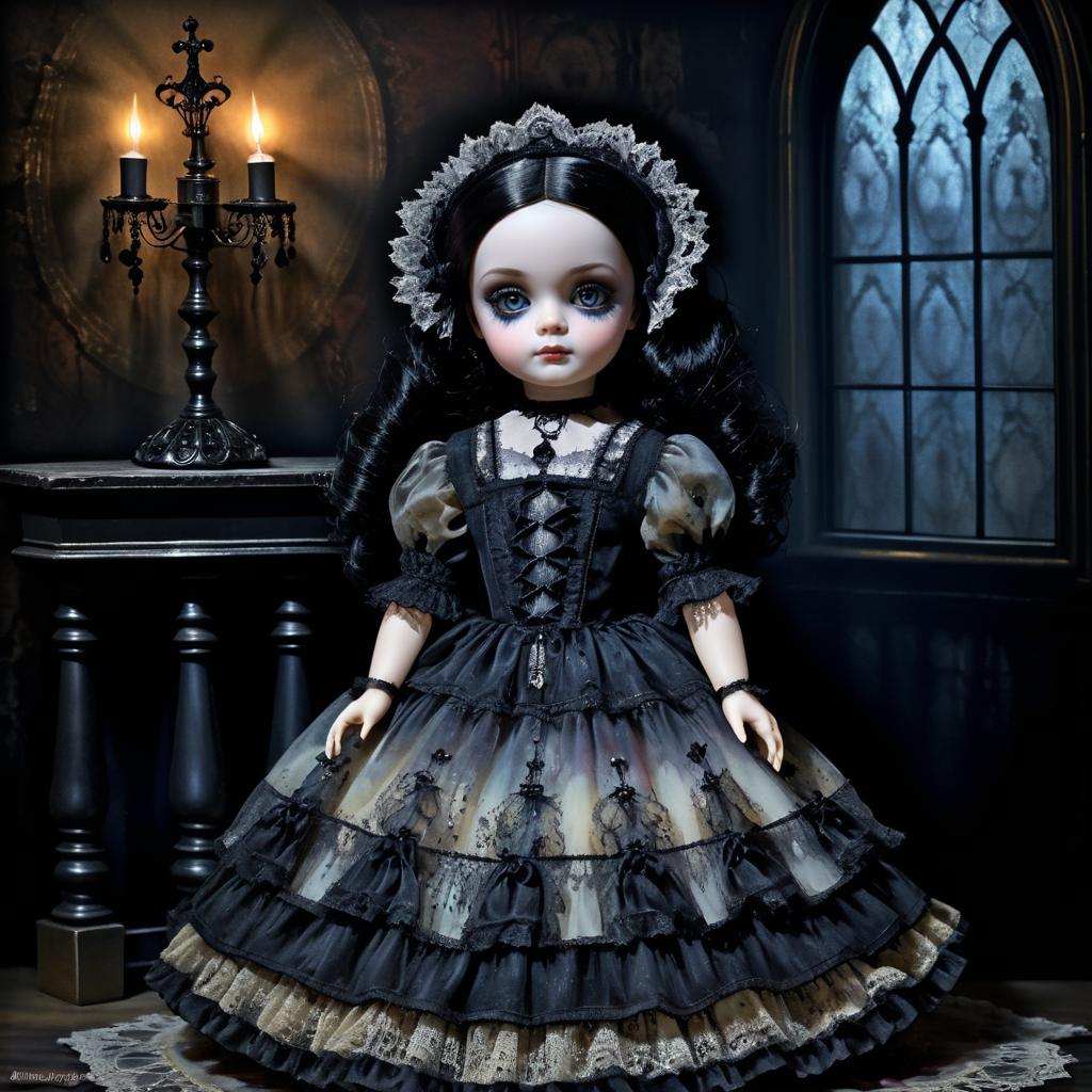 Haunting Gothic Doll in Attic