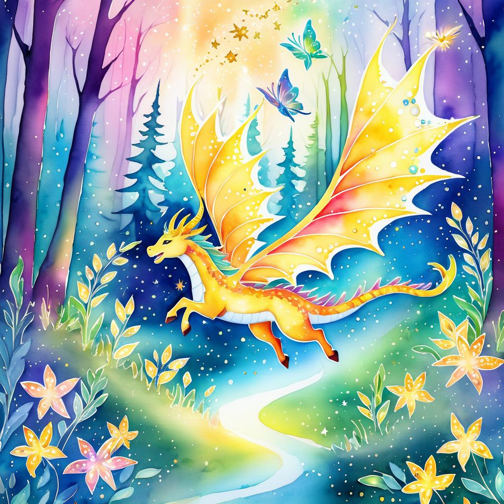 Cheerful Dragon Soaring Over Fairyland