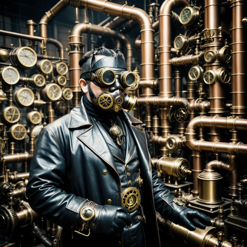 Steampunk Inventor in a Retro Workshop