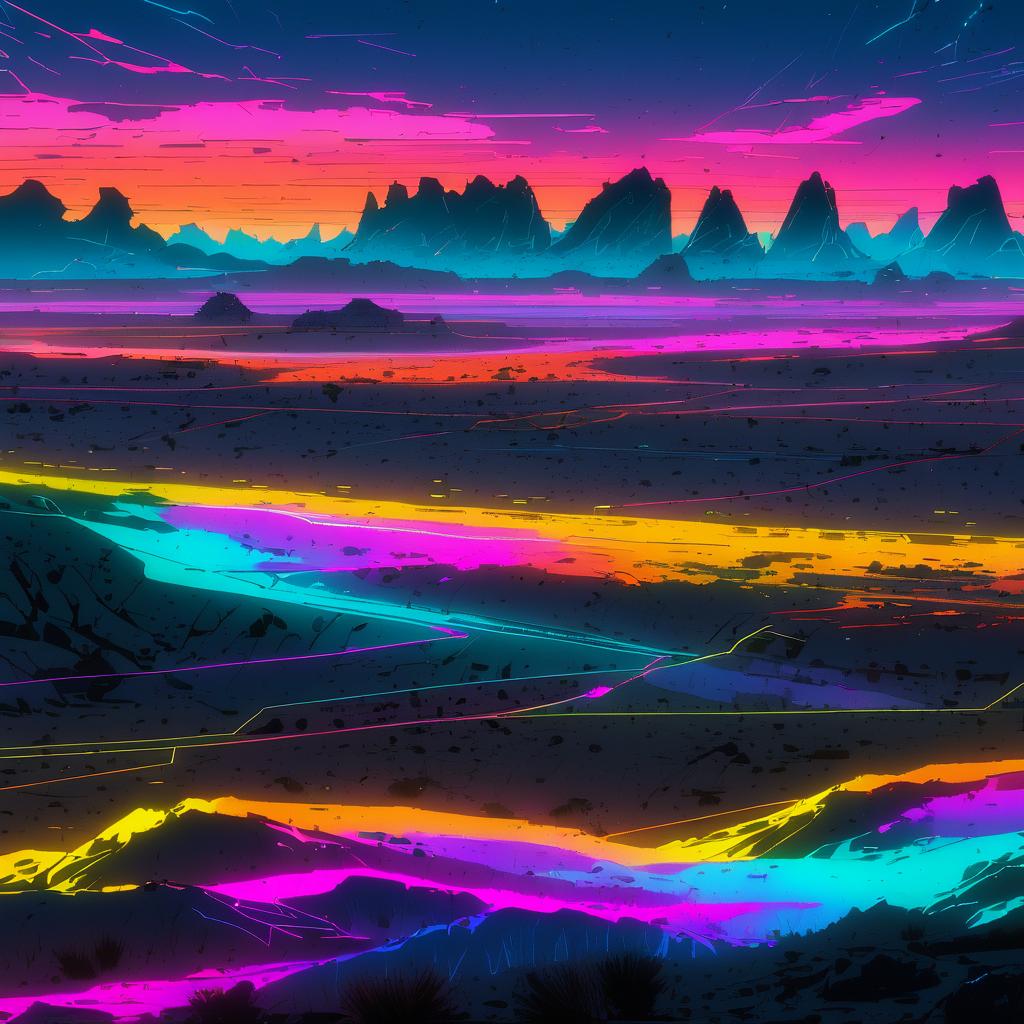 Futuristic Neon Steppe at Twilight