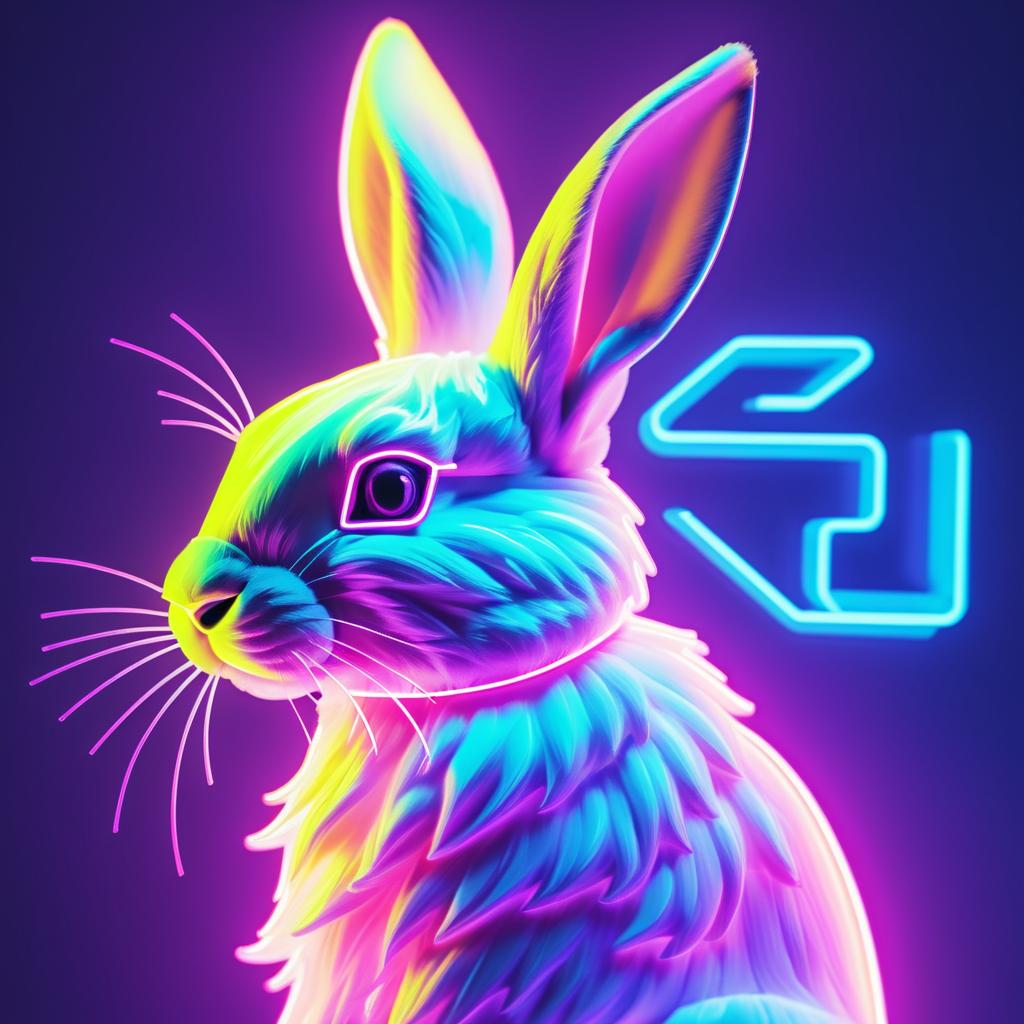 Vibrant Retro Rabbit Profile Portrait