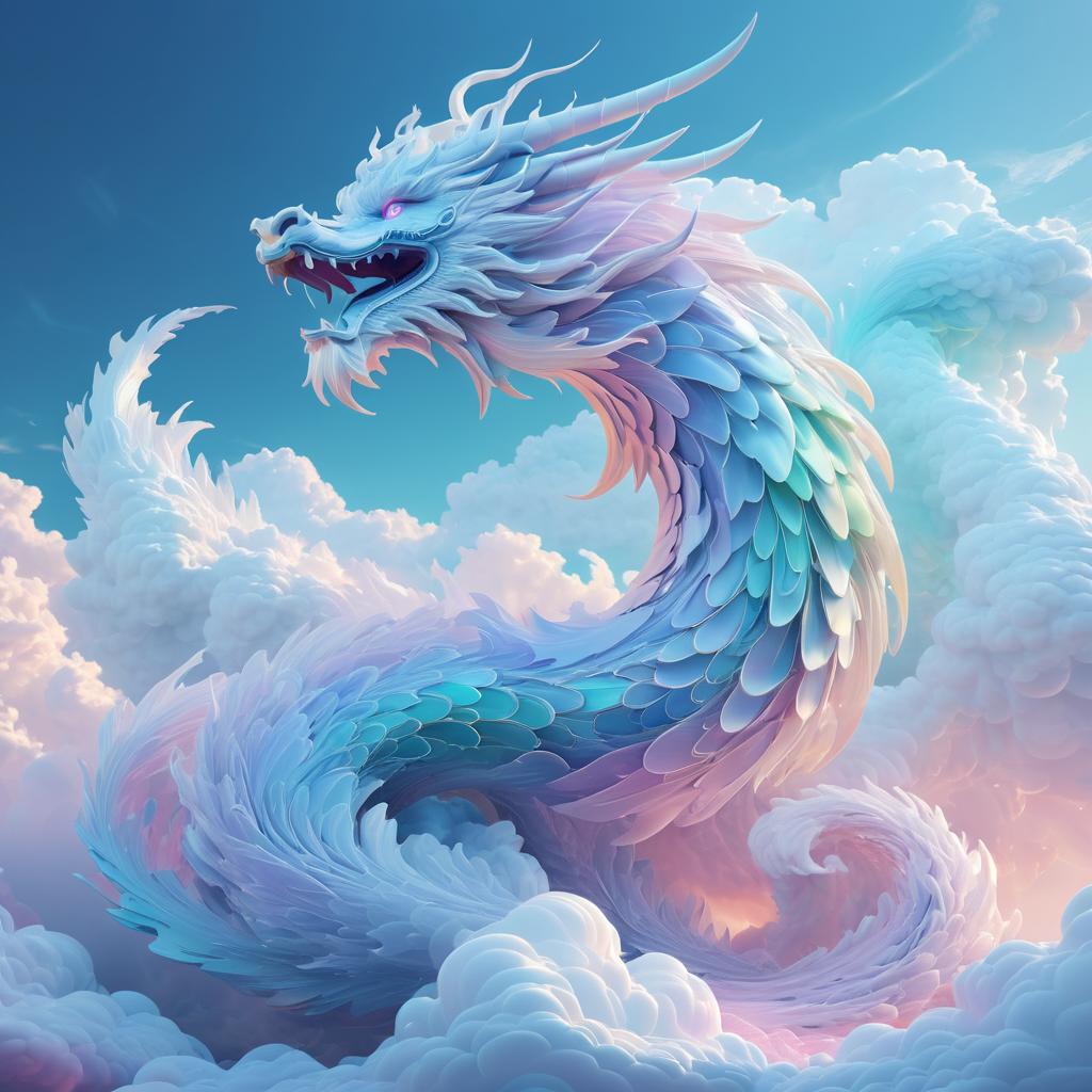 Majestic Cloud Dragon in Abstract Art