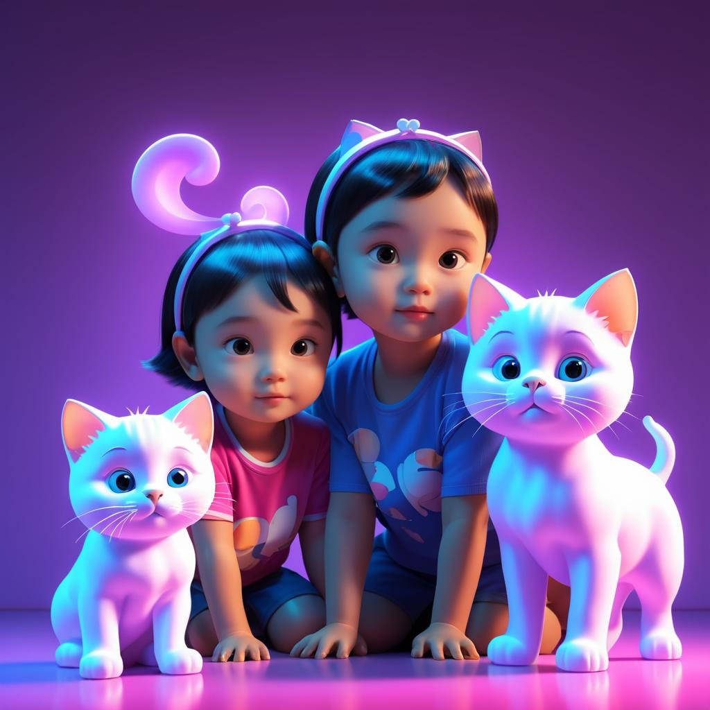 Charming Cartoon Portrait of Three Characters