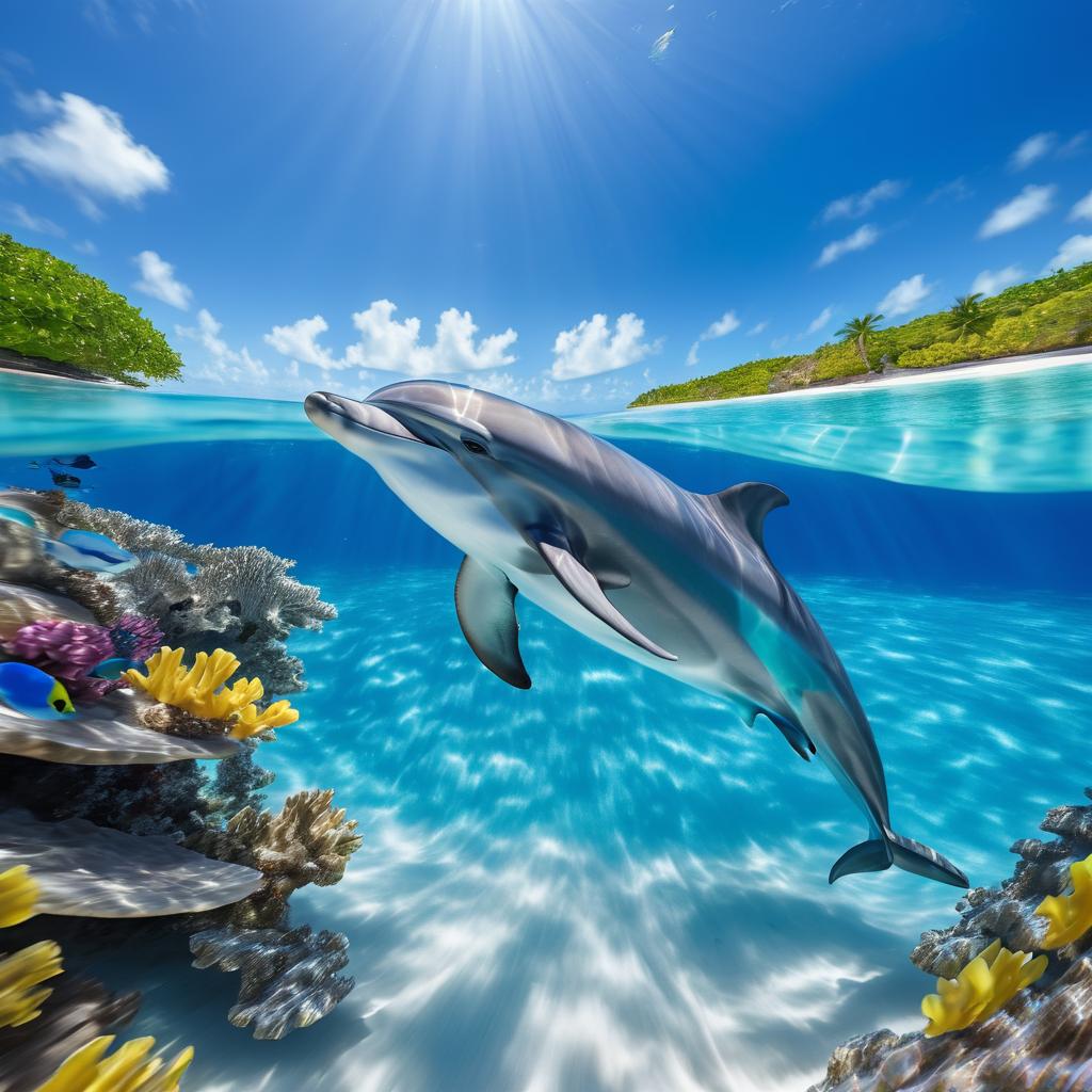 Playful Dolphin Jumping in Caribbean Waters