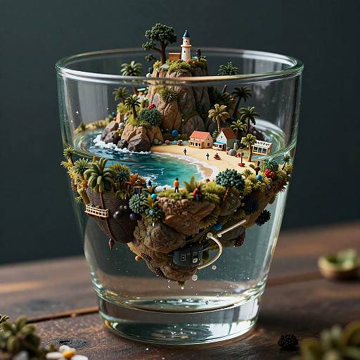 Whimsical Island in a Glass Scene
