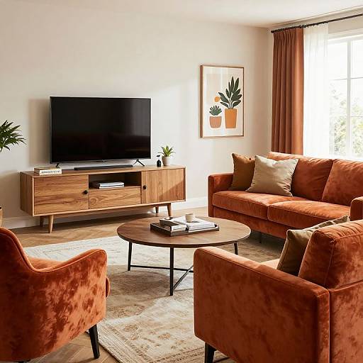 Cozy Orange Velvet Living Room