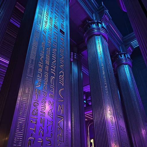 Futuristic Hieroglyphs on Metallic Surfaces