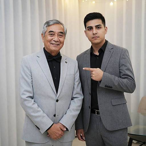 Two Men in Gray Suits Indoors