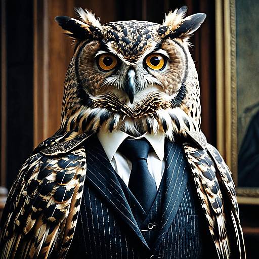 Owl Philosopher in Pinstripe Suit