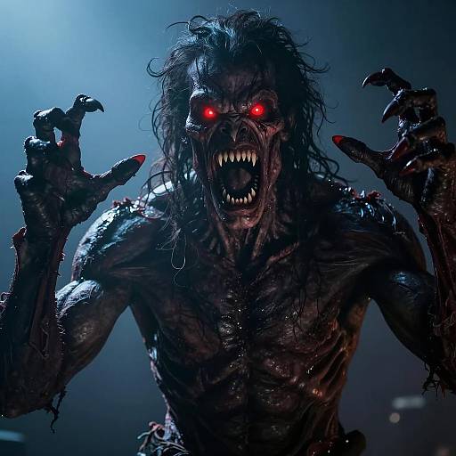 Terrifying Monster with Glowing Red Eyes