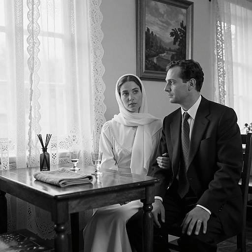 Romantic Black-and-White Table Scene