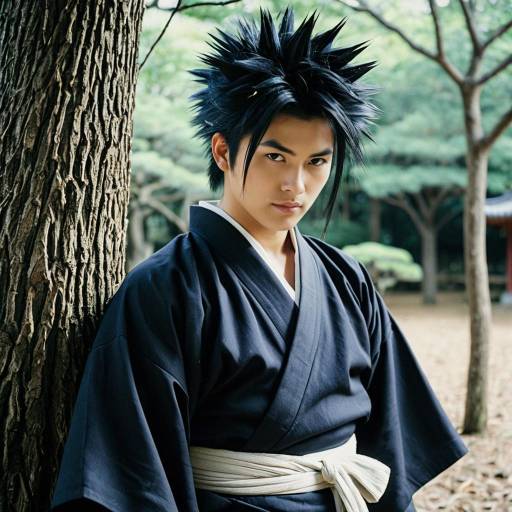 Young Man in Botan Hakusho Cosplay Kimono