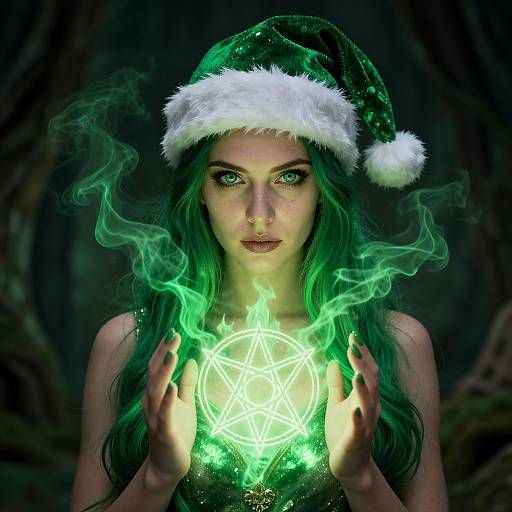 Magic Sorceress with Green Flames