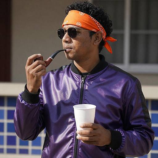 Stylish Man with Iridescent Jacket