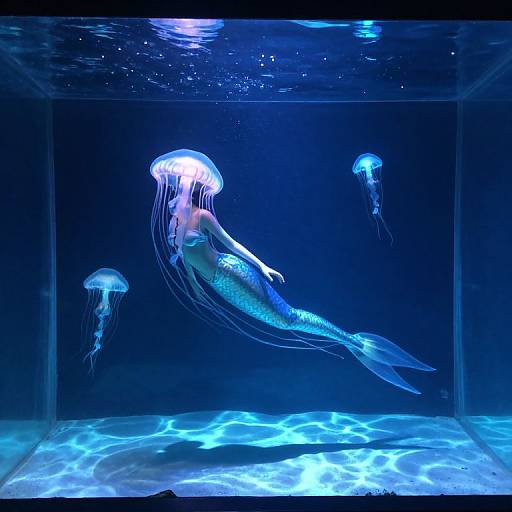 Ethereal Mermaid in Jellyfish Aquarium