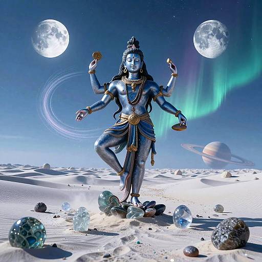Shiva Tandava in Sapphire Desert, Twin Moons
