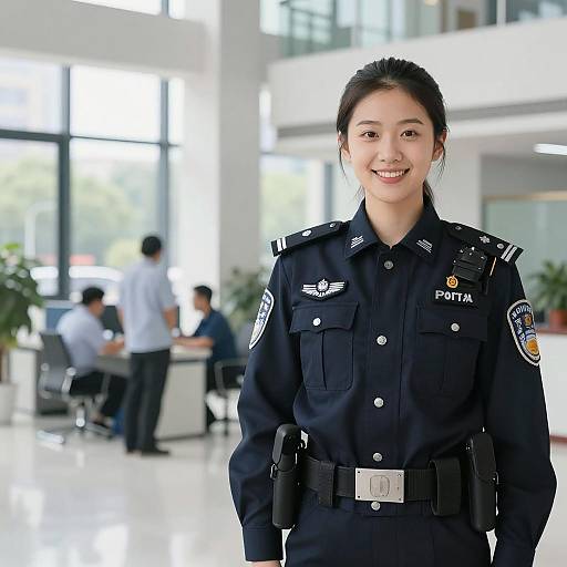 Confident Young Woman Police Officer