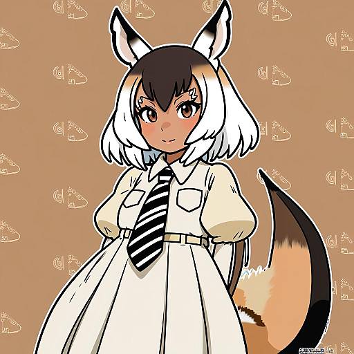 Illustration of Arabian oryx (kemono friends), kemono friends in the style of Mirin chikuwa