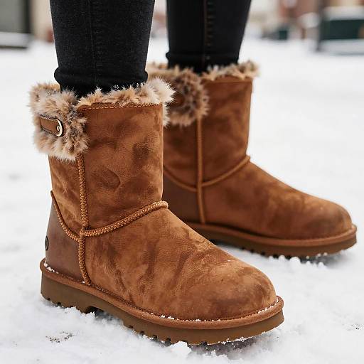 Stylish Winter Boots on Snowy Street