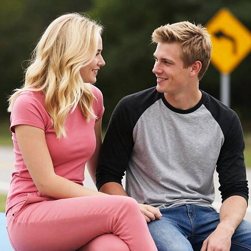 Young Couple Smiling in Nature