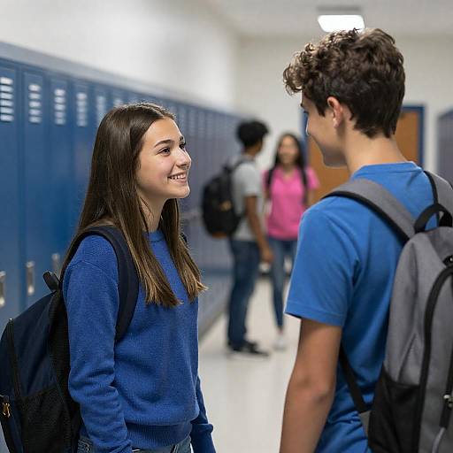 High School Hallway Friendship Moment