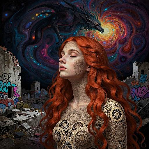 Ethereal Female Portrait in Urban Ruins