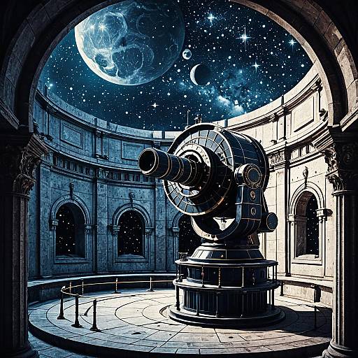 Ancient Celestial Observatory with Telescope