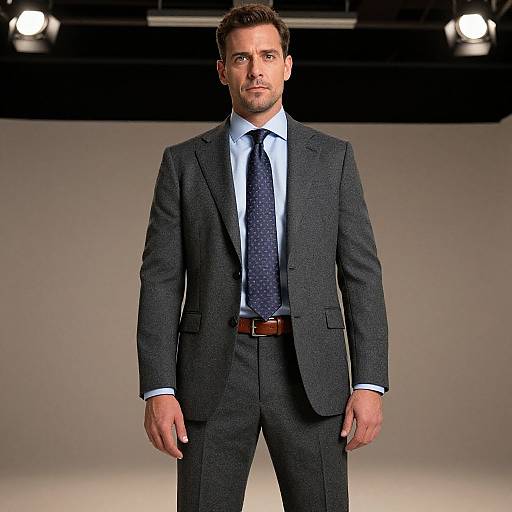 Confident Man in Charcoal Suit