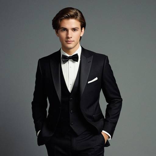 Elegant Man in Formal Black Tuxedo