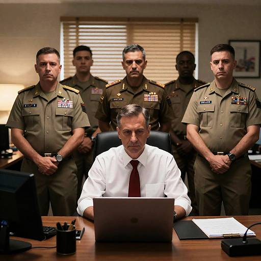 Serious Meeting in Dimly Lit Office