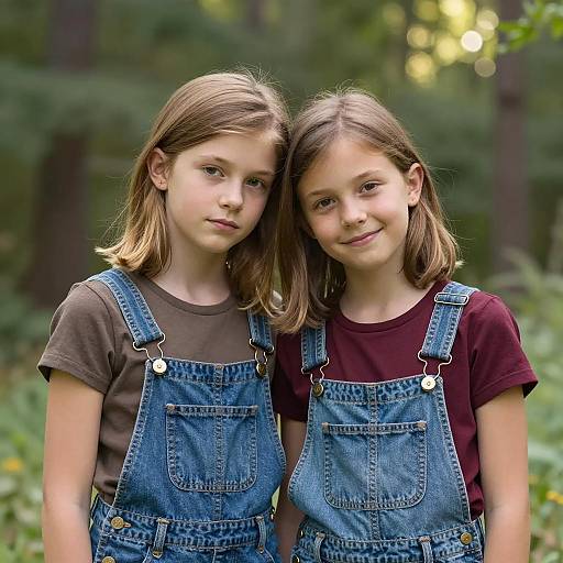 Two Young Girls in a Forest Clearing