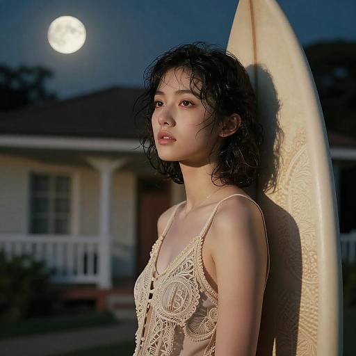 Dramatic Moonlit Portrait of a Girl