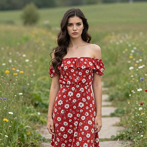 Elegant Woman in Floral Meadow
