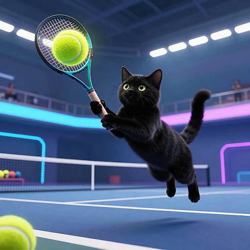Futuristic Tennis Cat Leap