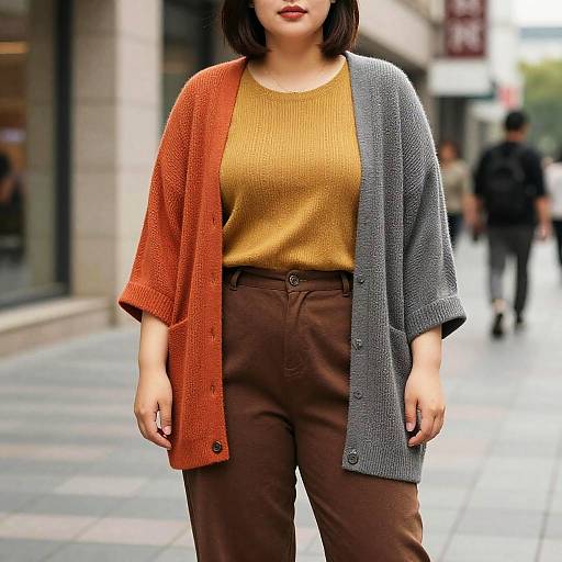 Confident Woman in Colorful Layered Urban Fashion