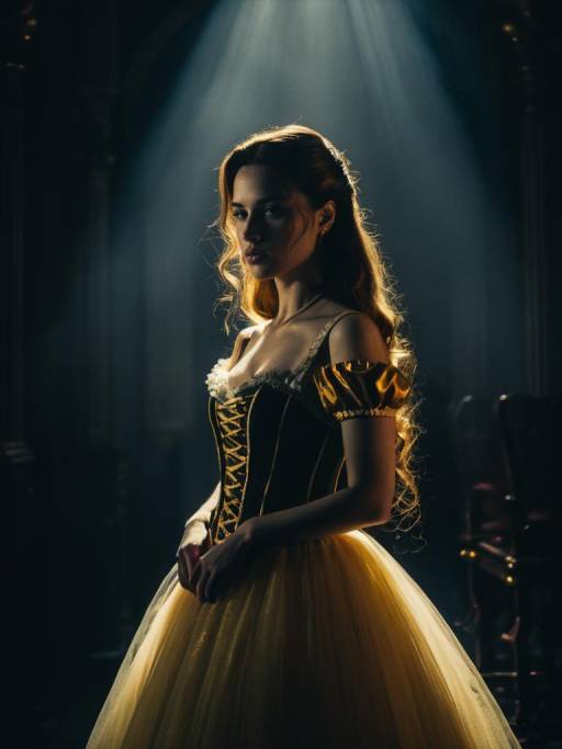 Woman in Elegant Giselle Gewelle Cosplay Costume