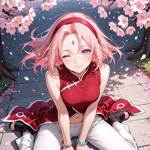 Sakura Smiles Amid Cherry Blossoms