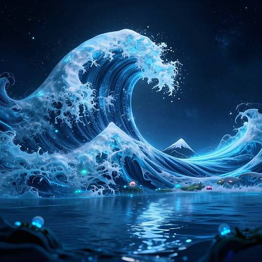 Surreal Oceanic Realm with Bioluminescence