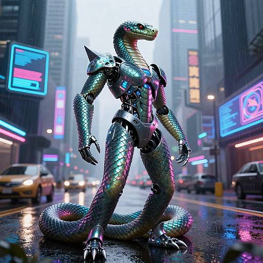 Futuristic Serpent-Armed Cyber Warrior