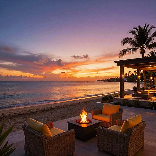 Sunset Beachfront Patio Serenity