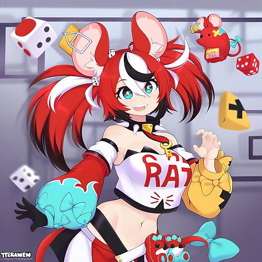 Illustration of Mr. squeaks (hakos baelz), hololive in the style of Teranen