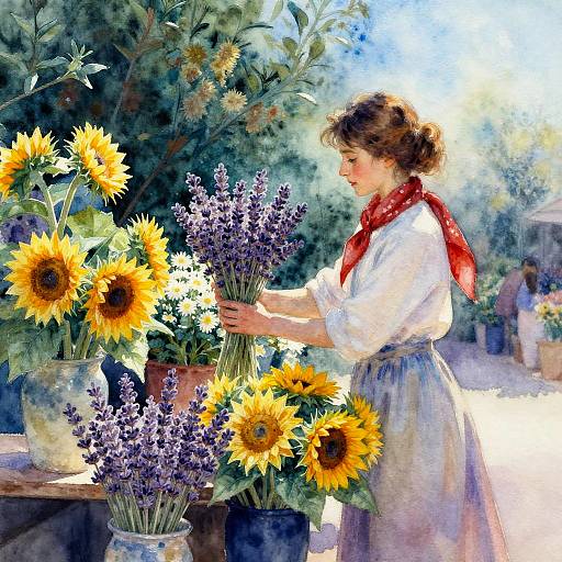 Impressionist Flower Market Dawn