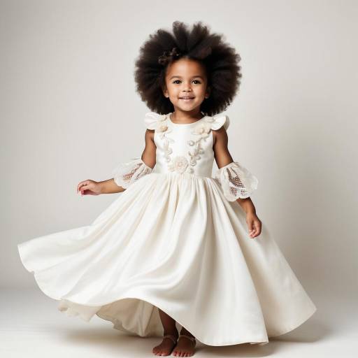 Young Girl in Elegant White Dress Twirling