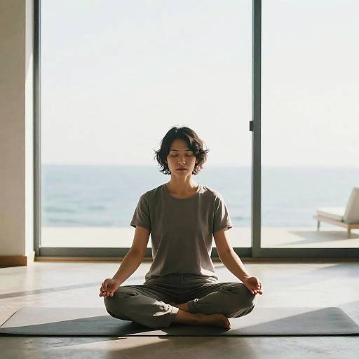 Introverted Meditation in Minimalist Room