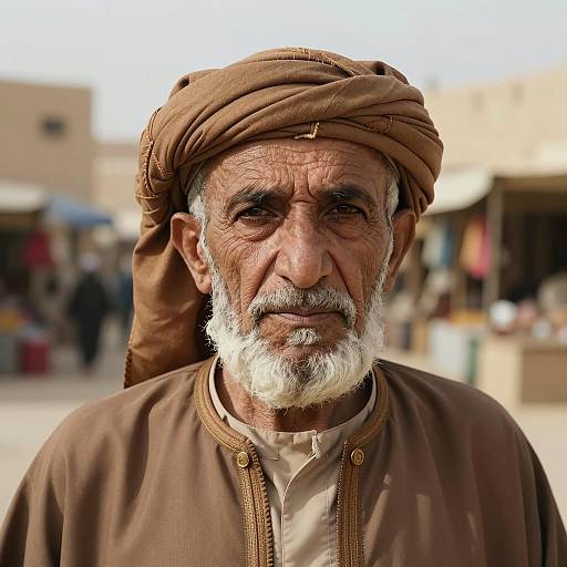 Elderly Middle Eastern Man in Traditional Clothing
