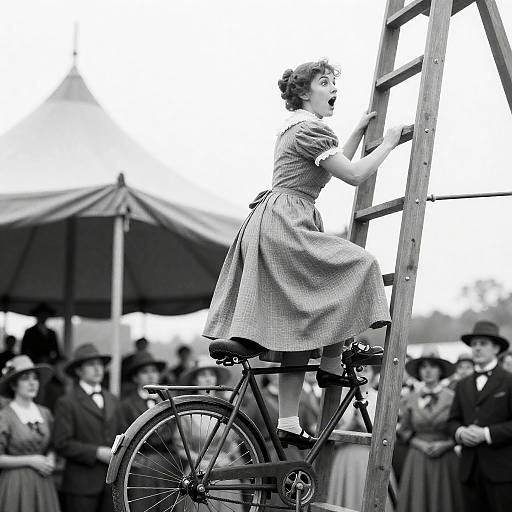 Victorian Woman Surprises in Mid-Air Climb