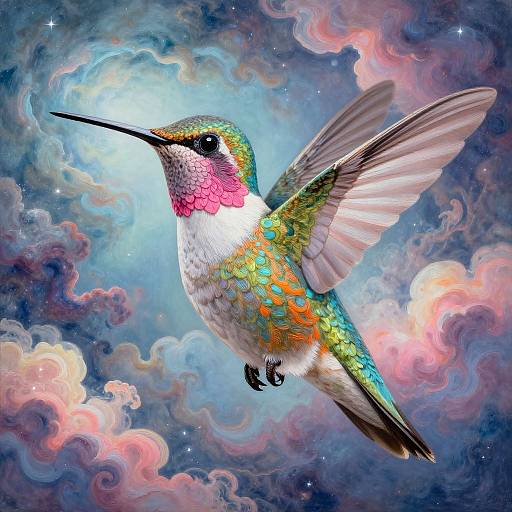 Nebula Hummingbird in Cosmic Sky