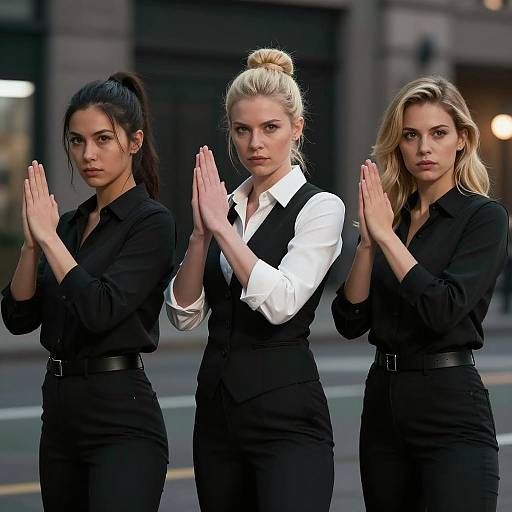 Defensive Trio in Urban Dusk