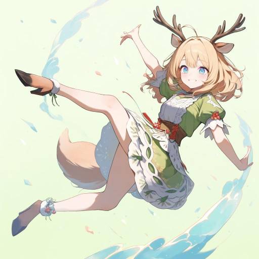 Cheerful Girl with Deer Features Cheerful Girl with Deer Features