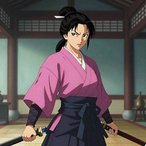 Fierce Samurai Warrior Woman Illustration